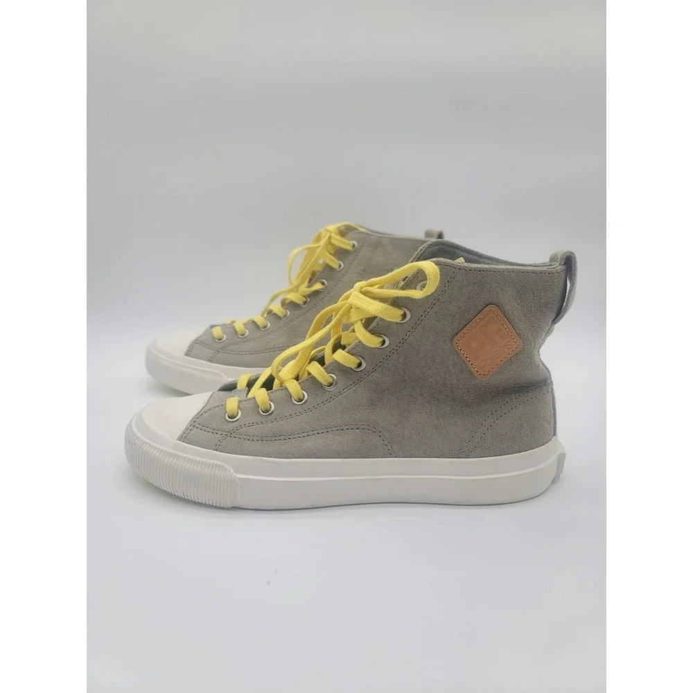 P.F. Flyers All-American Hi Gray‎ Suede Sneakers Women's 7 Yellow Laces New